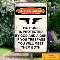 "Dieses Haus Wird Von Gott Beschützt, Lustiges Warnendes Metallschild, "Garten Vorsicht" Im Freien Dekor." "Dieses Haus Wird Von Gott Beschützt, Lustiges Warnendes Metallschild, "Garten Vorsicht" Im Freien Dekor." von BirgitVStore