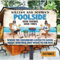 Backyard Pool & Grill Metallschild, Personalisierte Außendekoration, Geburtstags -/Weihnachtsgeschenk Für Paare von BirgitVStore