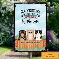 Besucher Müssen Von Den Katzen Genehmigt Werden, Lustiges Katzen-Willkommen Metallschild, Individuelles Außendekor von BirgitVStore