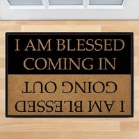 Blessed Coming in Going Out Fußmatte, Lustige Humorvoller Outdoor Teppich, Willkommensmatte, Langlebige Rutschfeste Fußmatte von BirgitVStore