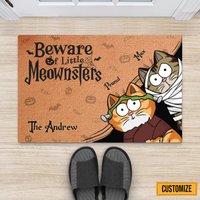 Hüte Dich Vor Kleinen Monstern, Halloween Katze Fußmatte, Dekoration, Herbst Witchy Fußmatte von BirgitVStore