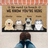 Keine Notwendigkeit Zu Klopfen, Wir Wissen, Dass Sie Hier Sind, Hund & Katze Personalisierte Fußmatte, Lustige Haustier Willkommen Outdoor Teppich von BirgitVStore