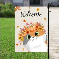 Personalisierte Katzen-Willkommen-Flagge, Lustige Katzen-Garten -/Hoffahnen, Katzen Im Freien Herbst-Dekorgeschenke Personalisierte Katzen-Willkommen-Flagge, Lustige Katzen-Garten -/Hoffahnen, Katzen Im Freien Herbst-Dekorgeschenke von BirgitVStore