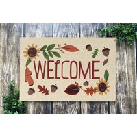 Willkommen Herbst Fußmatte, Vibes Rustikale Willkommensmatte, Blatt Thanksgiving Kokos von BirgitVStore