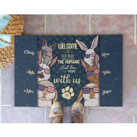 Willkommen Im Kaninchen Haus Fußmatte, Bunny Personalisierte Dekorative Matte, 4. Juli, Lustige Paillasson Personnali von BirgitVStore