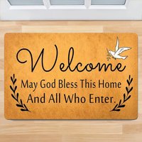 Willkommen May God Bless All Who Enter Fußmatte, Lustige Humorvoller Outdoor Teppich, Matte, Strapazierfähige Willkommensmatte, Rutschfeste Fußmatte von BirgitVStore