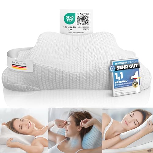 Birkental Orthopädisches Kissen Set - höhenverstellbares Kopfkissen als Nackenstützkissen - Memory Foam - ergonomisches Schlafkissen - als Seiten Rücken und Bauchschläferkissen von Birkental