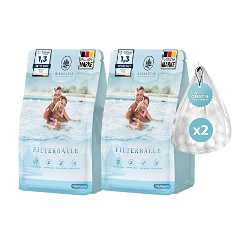 Birkental Pool Filterbälle mit Wäschenetz - langlebige Filterballs -Ersatz für Quarzsand, 25kg Filtersand- Filter Balls für Sandfilteranlage Poolzubehör Poolreiniger -auch Salzwasser geeignet (1400g) von Birkental