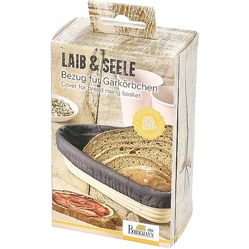Birkmann, Laib & Seele, für Gärkörbchen, zur Nutzung als Brotkorb, 100% Baumwolle nach Öko-Tex® Standard 100, herzförmig, 24 x 24,5 cm, bei 30 °C waschbar, 700758 von RBV Birkmann