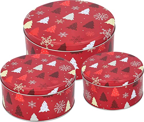 Birkmann, weihnachtliches, 3-tlg. Gebäckdosen-Set, Christmas Tree, Weißblech, rund, Größen: M, L, XL, 438903 von Birkmann