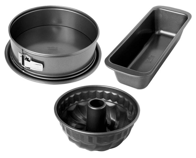 Birkmann Backform EASY BAKING, 3-teilig, Anthrazit, Karbonstahl, (Set), antihaftbeschichtet von Birkmann