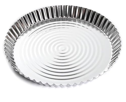 BirnePower Backform Pizzablech Pizzapfanne Tarteform Pizza Form Quicheform Backblech Silber 20 cm von BirnePower