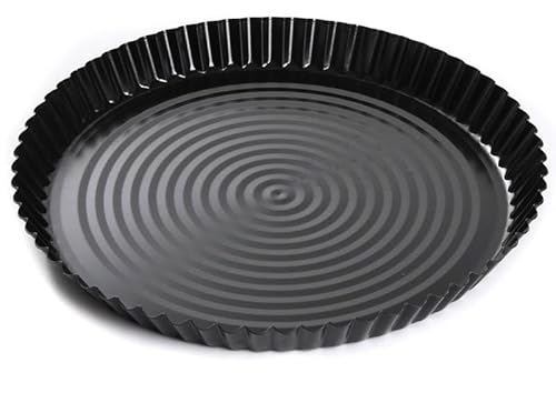 BirnePower Backform Pizzablech Pizzapfanne Tarteform Pizza Form Quicheform Backblech mit Antihaftbeschichtung Schwarz 27,5 cm von BirnePower