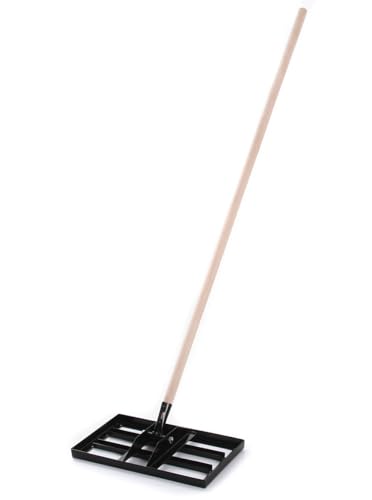 BirnePower Flächenebner Rasenrechen mit Stiel 150cm Rakel aus Stahl Rasen Rakel Levelingrake Rasen-Nivellierung Rasennivellierwerkzeug Rasenschieber 40 x 25 cm schwarz von BirnePower