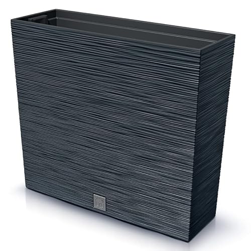 Blumenkasten Blumentopf Balkonkasten Pflanzkasten Blumenkübel Furu Tannennadeln Design Pflanzgefäß Tower 77cm x 69cm mit Pflanzeinsatz (Anthrazit Furu) von BirnePower