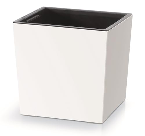 Blumenkasten Blumentopf Blumenkübel Pflanztopf Pflanzkübel Übertopf Matt Design mit Einsatz 24 x 24 cm Weiß von BirnePower