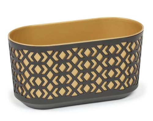 Blumentopf Blumenkasten Blumenkübel Übertopf Pflanztopf Deko Gemustert Kräutertopf mit Einsatz Lochmuster Schwarz/Gold 40cm Blumentopf Blumenkasten Blumenkübel Übertopf Pflanztopf Deko Gemustert Kräutertopf mit Einsatz Lochmuster Schwarz/Gold 40cm von BirnePower