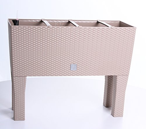 Blumentopf Blumenkasten mit Füßen Blumenkübel Rattan Bewässerung 4 Farben 2 Größen (800 mocca) von BirnePower