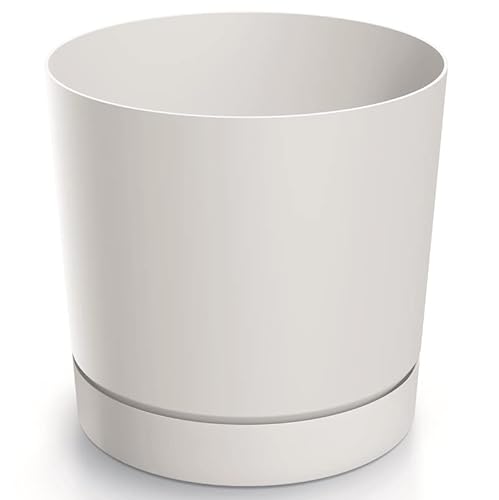 Blumentopf Blumenkübel Übertopf Rund mit Untersetzer TUBO P Pflanzkübel Pflanztopf Matt (400, Weiß) von BirnePower