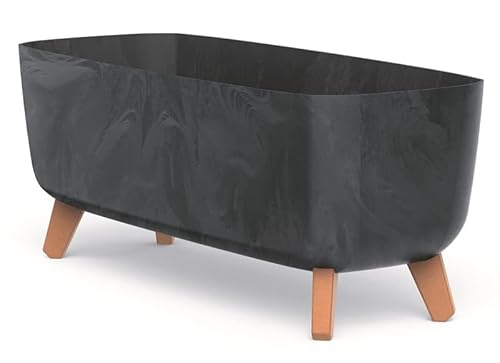 Blumentopf Blumenkübel mit Füßen Pflanzkübel mit Pflanzeinsatz Beine Pflanzschale Beton Optik Gracia Case Übertopf (Anthrazit Beton, 58cm) von BirnePower