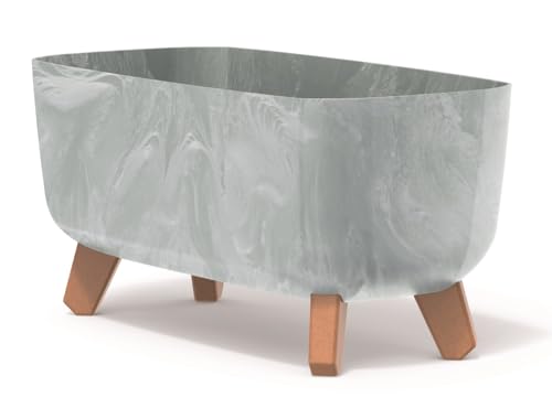 Blumentopf Blumenkübel mit Füßen Pflanzkübel mit Pflanzeinsatz Beine Pflanzschale Beton Optik Gracia Case Übertopf (Grau Beton, 39cm) von BirnePower
