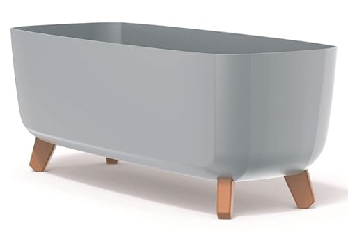 Blumentopf Blumenkübel mit Füßen Pflanzkübel mit Pflanzeinsatz Beine Pflanzschale Matt Gracia Case Übertopf (Grau, 39cm) von BirnePower