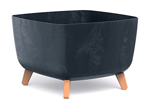 Blumentopf Blumenkübel mit Füßen Schale Pflanzschale quadratisch Beton Optik Übertopf Pflanztopf Blumenschale (Anthrazit Beton, 39cm) von BirnePower