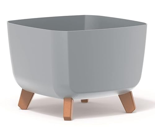 Blumentopf Blumenkübel mit Füßen Schale Pflanzschale quadratisch Matt Design Übertopf Pflanztopf Blumenschale (Grau, 39cm) von BirnePower