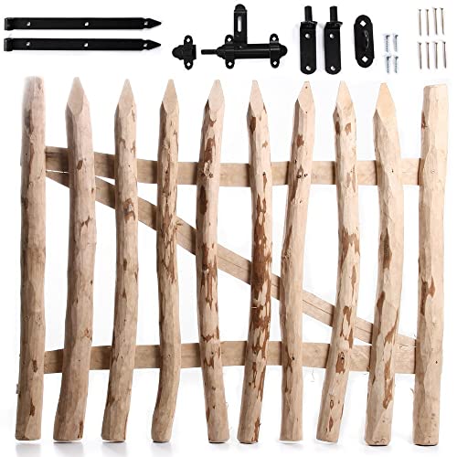 Gartentor Zauntor für Staketenzaun Pforte Haselnuss Gartenzaun Abstand 5-8cm Holztor Tor Gartentür Gartenpforte (70 x 100 cm) von BirnePower