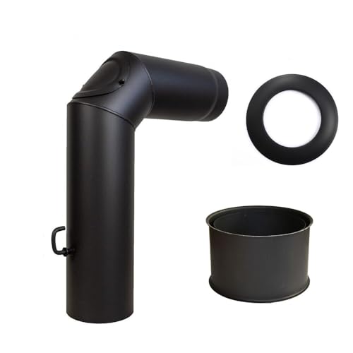 Kaminrohr Ofenrohr-Set Standard 2mm Hauptrohrset mit Drosselklappe Ofenbogen Wandfutter Rosette 150 mm von BirnePower