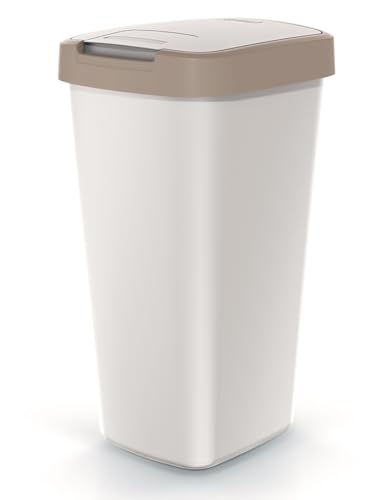 Mülleimer Müllbehälter Abfalleimer Biomülleimer Aschgrau mit Deckel Abfallsammler Mülltonne Papierkorb Schwingeimer (Braun, 45L) von BirnePower