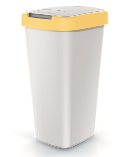 Mülleimer Müllbehälter Abfalleimer Biomülleimer Aschgrau mit Deckel Abfallsammler Mülltonne Papierkorb Schwingeimer (Gelb, 45L) von BirnePower