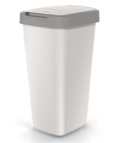 Mülleimer Müllbehälter Abfalleimer Biomülleimer Aschgrau mit Deckel Abfallsammler Mülltonne Papierkorb Schwingeimer (Grau, 25L) von BirnePower