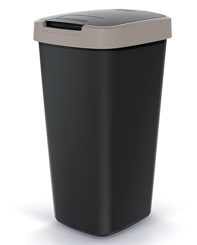 Mülleimer Müllbehälter Abfalleimer Biomülleimer mit Deckel Abfallsammler Mülltonne 37 x 26 x 19,5cm Papierkorb Schwingeimer (Braun 12L) von BirnePower