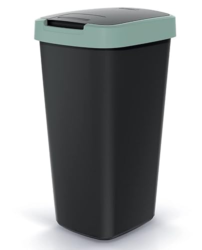 Mülleimer Müllbehälter Abfalleimer Biomülleimer mit Deckel Abfallsammler Mülltonne 37x 26 x 19,5cm Papierkorb Schwingeimer (Grün 12L) von BirnePower
