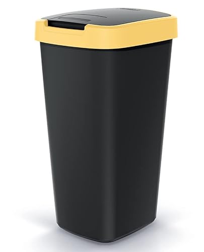 Mülleimer Müllbehälter Abfalleimer Biomülleimer mit Deckel Abfallsammler Mülltonne 53 x 29 x 26cm Papierkorb 25L Schwingeimer (Gelb) von BirnePower