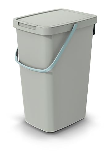 Mülleimer Müllbehälter Abfalleimer Biomülleimer mit Griff und Klappdeckel Abfallsammler Mülltonne Müllsortierer Papierkorb (20L, Hellbraun) von BirnePower