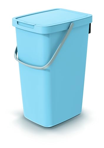 Mülleimer Müllbehälter Abfalleimer Biomülleimer mit Griff und Klappdeckel Abfallsammler Mülltonne Müllsortierer Papierkorb (25L, Blau) von BirnePower