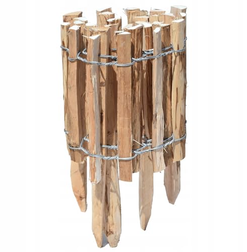Staketenzaun mit Pfosten Gartenzaun Länge 5m Höhe 60 cm Holzzaun Zaunlatte Haselnussholz Lattenabstand 3-4 cm Beetumrandung Rollzaun Kastanienzaun Wegbegrenzung 500 cm x 60 cm von BirnePower