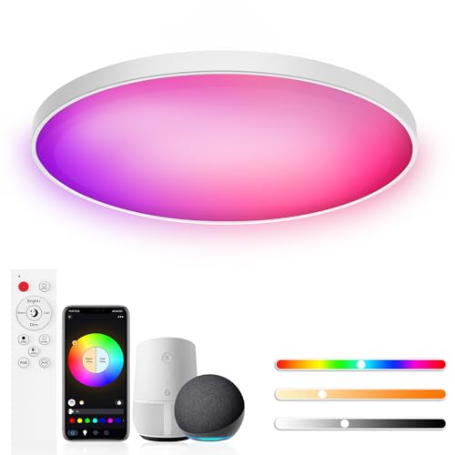 Birnetek® Deckenlampe LED 30W, RGB Deckenleuchte Rund 2700K-6500K, Dimmbar, Kompatibel mit Alexa, APP-Steuerung, Fernbedienung, für Schlafzimmer, Wohnzimmer, Kinderzimmer von Birnetek