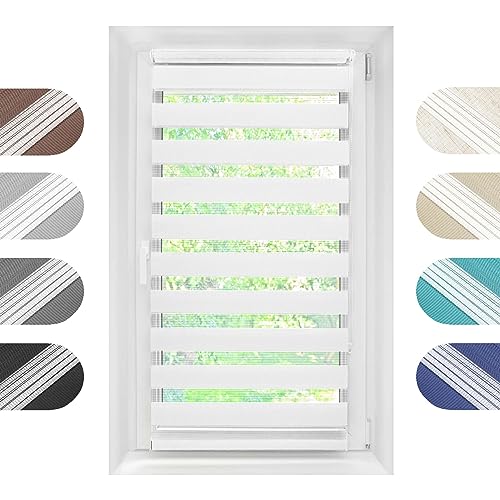 Birrke Doppelrollo Ohne Bohren/Mit Bohren 2in1 120 x 150 cm - Tag und Nacht Duo Rollo für Sonnenschutz und Sichtschutz - Doppel Rollo - Einfache Montage Weiß Birrke Doppelrollo Ohne Bohren/Mit Bohren 2in1 120 x 150 cm - Tag und Nacht Duo Rollo für Sonnenschutz und Sichtschutz - Doppel Rollo - Einfache Montage Weiß von Birrke