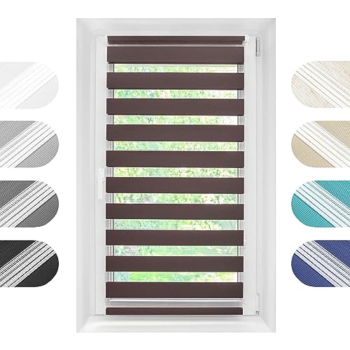 Birrke Doppelrollo Ohne Bohren/Mit Bohren 2in1 70 x 230 cm - Tag und Nacht Duo Rollo für Sonnenschutz und Sichtschutz - Doppel Rollo - Einfache Montage Braun Birrke Doppelrollo Ohne Bohren/Mit Bohren 2in1 70 x 230 cm - Tag und Nacht Duo Rollo für Sonnenschutz und Sichtschutz - Doppel Rollo - Einfache Montage Braun von Birrke