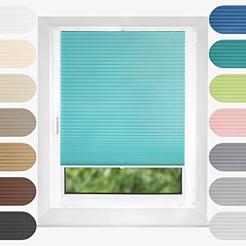 Birrke Plissee Ohne Bohren Klemmfix 120x120 cm - Fenster Plisseerollo mit Bequemer Oben-Unten Funktion - Plissees für Sonnenschutz und Sichtschutz - Einfache Montage - Turquoise Sky, Blau Birrke Plissee Ohne Bohren Klemmfix 120x120 cm - Fenster Plisseerollo mit Bequemer Oben-Unten Funktion - Plissees für Sonnenschutz und Sichtschutz - Einfache Montage - Turquoise Sky, Blau von Birrke