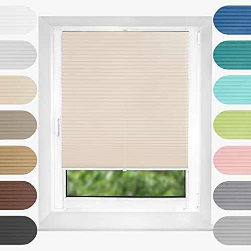 Birrke Plissee Ohne Bohren Klemmfix 25x200 cm - Fenster Plisseerollo mit Bequemer Oben-Unten Funktion - Plissees für Sonnenschutz und Sichtschutz - Einfache Montage - Vanilla Pudding, Ecru Birrke Plissee Ohne Bohren Klemmfix 25x200 cm - Fenster Plisseerollo mit Bequemer Oben-Unten Funktion - Plissees für Sonnenschutz und Sichtschutz - Einfache Montage - Vanilla Pudding, Ecru von Birrke