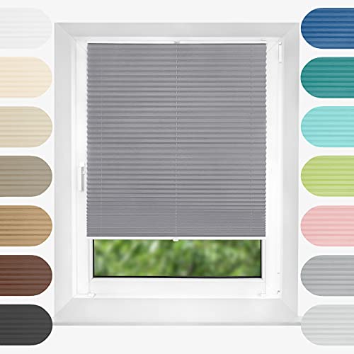 Birrke Plissee Ohne Bohren Klemmfix 45x200 cm - Fenster Plisseerollo mit Bequemer Oben-Unten Funktion - Plissees für Sonnenschutz und Sichtschutz - Einfache Montage - Granite Gray, Grau Birrke Plissee Ohne Bohren Klemmfix 45x200 cm - Fenster Plisseerollo mit Bequemer Oben-Unten Funktion - Plissees für Sonnenschutz und Sichtschutz - Einfache Montage - Granite Gray, Grau von Birrke