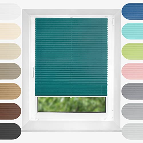 Birrke Plissee Ohne Bohren Klemmfix 65x220 cm - Fenster Plisseerollo mit Bequemer Oben-Unten Funktion - Plissees für Sonnenschutz und Sichtschutz - Einfache Montage - Emerald Lake, Blau Birrke Plissee Ohne Bohren Klemmfix 65x220 cm - Fenster Plisseerollo mit Bequemer Oben-Unten Funktion - Plissees für Sonnenschutz und Sichtschutz - Einfache Montage - Emerald Lake, Blau von Birrke