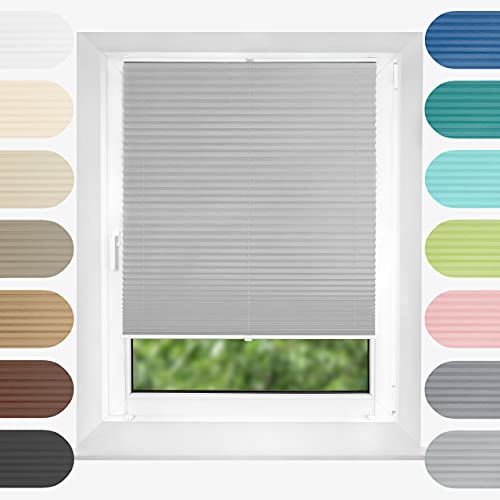 Birrke Plissee Ohne Bohren Klemmfix 80x120 cm - Fenster Plisseerollo mit Bequemer Oben-Unten Funktion - Plissees für Sonnenschutz und Sichtschutz - Einfache Montage - Steel Magnolias, Grau Birrke Plissee Ohne Bohren Klemmfix 80x120 cm - Fenster Plisseerollo mit Bequemer Oben-Unten Funktion - Plissees für Sonnenschutz und Sichtschutz - Einfache Montage - Steel Magnolias, Grau von Birrke