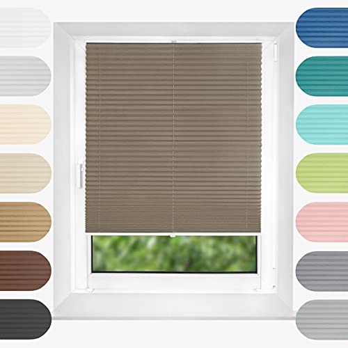 Birrke Plissee Ohne Bohren Klemmfix 80x200 cm - Fenster Plisseerollo mit Bequemer Oben-Unten Funktion - Plissees für Sonnenschutz und Sichtschutz - Einfache Montage - Desert Flower, Braun von Birrke