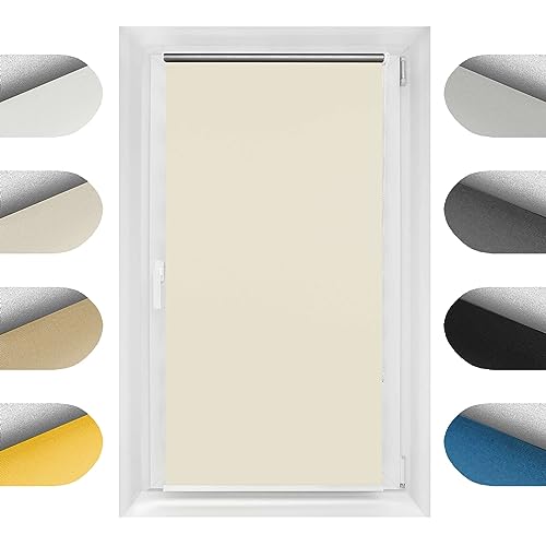 Birrke Thermorollo ohne Bohren/mit Bohren 2in1 120x230 cm - Verdunklungsrollo für Hitzeschutz und Sonnenschutz - Fenster Verdunkelungsrollo - Einfache Montage Ecru Birrke Thermorollo ohne Bohren/mit Bohren 2in1 120x230 cm - Verdunklungsrollo für Hitzeschutz und Sonnenschutz - Fenster Verdunkelungsrollo - Einfache Montage Ecru von Birrke