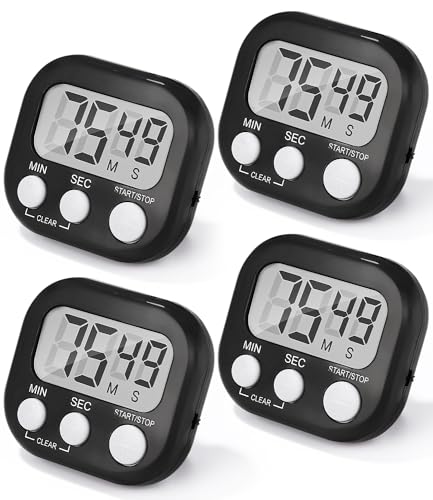 4 Stück Magnetische Stoppuhr Küchentimer Schwarz,Birshe Digitaler Magnetisch Stoppuhr Timer Countdown Stoppuhr Küche mit LCD Lauter Alarm für Kochen Badezimmer Lehrer Fitnessstudio Sport Klassenzimmer 4 Stück Magnetische Stoppuhr Küchentimer Schwarz,Birshe Digitaler Magnetisch Stoppuhr Timer Countdown Stoppuhr Küche mit LCD Lauter Alarm für Kochen Badezimmer Lehrer Fitnessstudio Sport Klassenzimmer von Birshe
